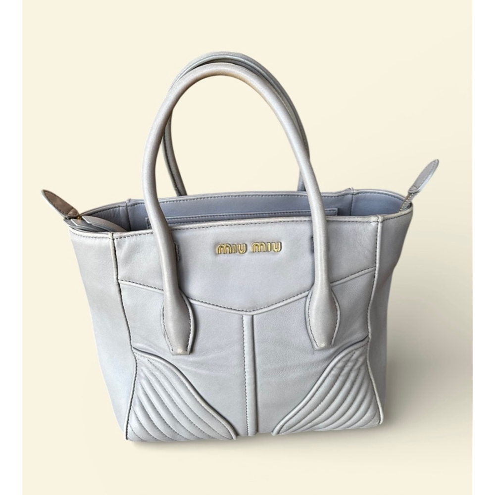 Miu Miu Beige Leather Tote Bag - Picture 1 of 14